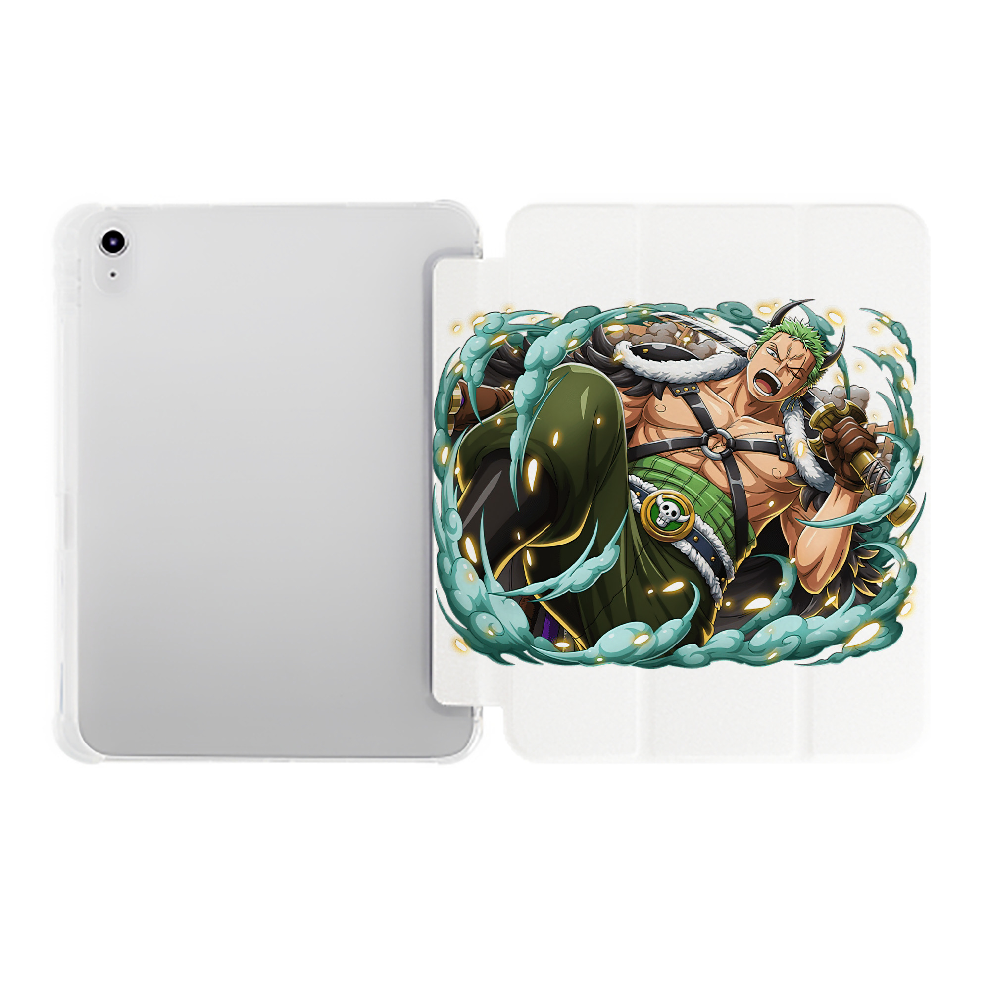 （画像用） ワンピース ロロノア・ゾロ ONE PIECE Roronoa Zoro IPad ケース ペン収納付き 三つ折りスタンド PUレザー×シリコン 対応機種9.5/10.5/10.9インチ